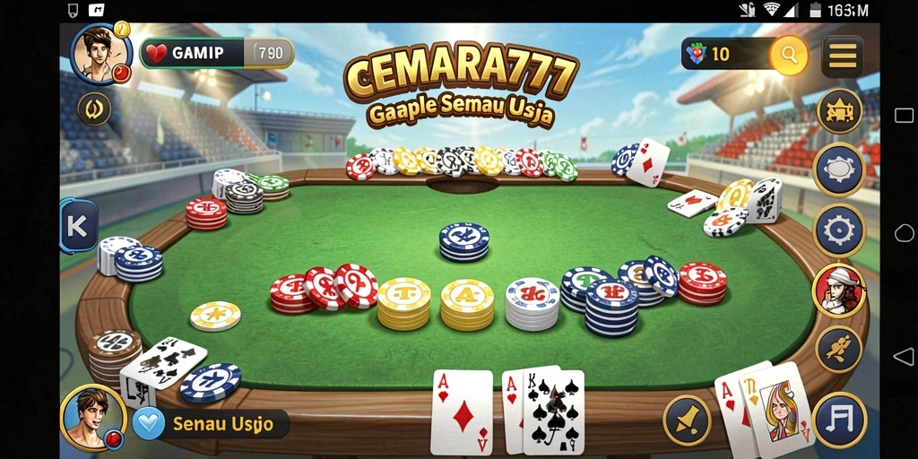 Tampilan permainan Gaple yang seru dan interaktif di CEMARA777.