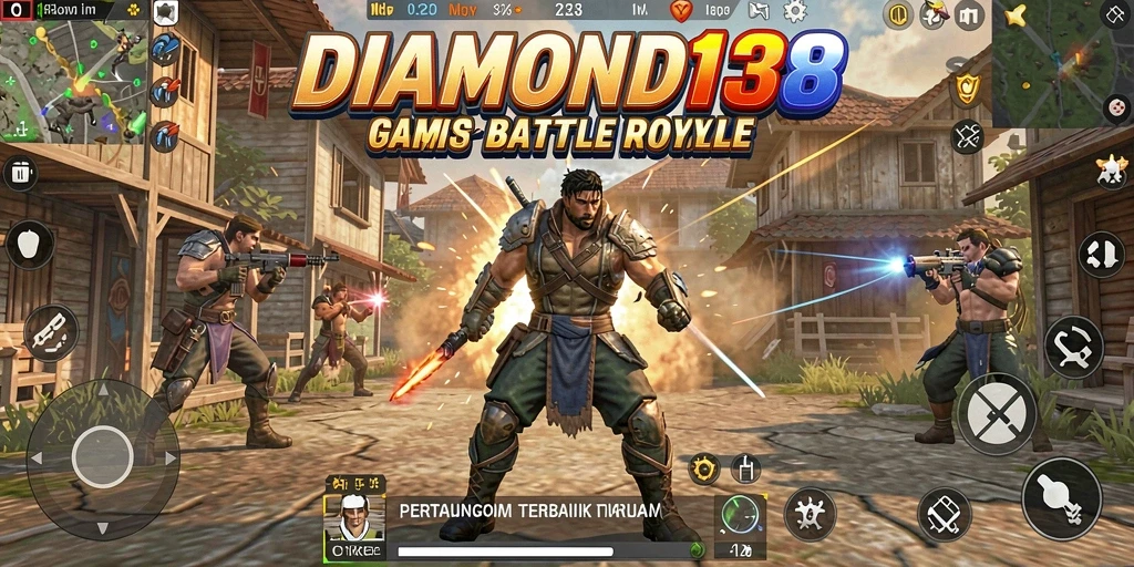 Screenshot gameplay DIAMOND138 dalam pertarungan Battle Royale yang seru.
