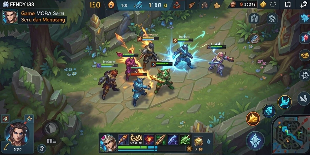 Screenshot gameplay yang menunjukkan aksi seru dalam pertarungan tim di FENDY188.
