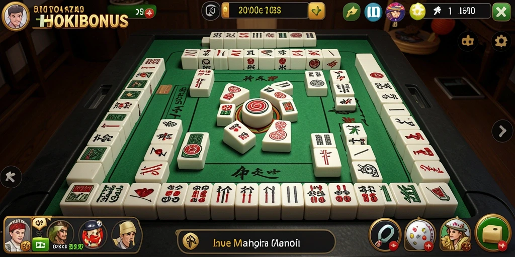 Tangkapan layar gameplay HOKIBONUS dengan aksi Mahjong yang seru.