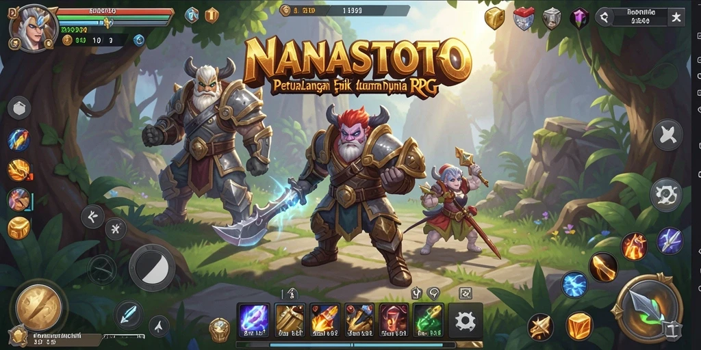 Tampilan gameplay epik <strong>NANASTOTO</strong> dengan karakter yang menarik.