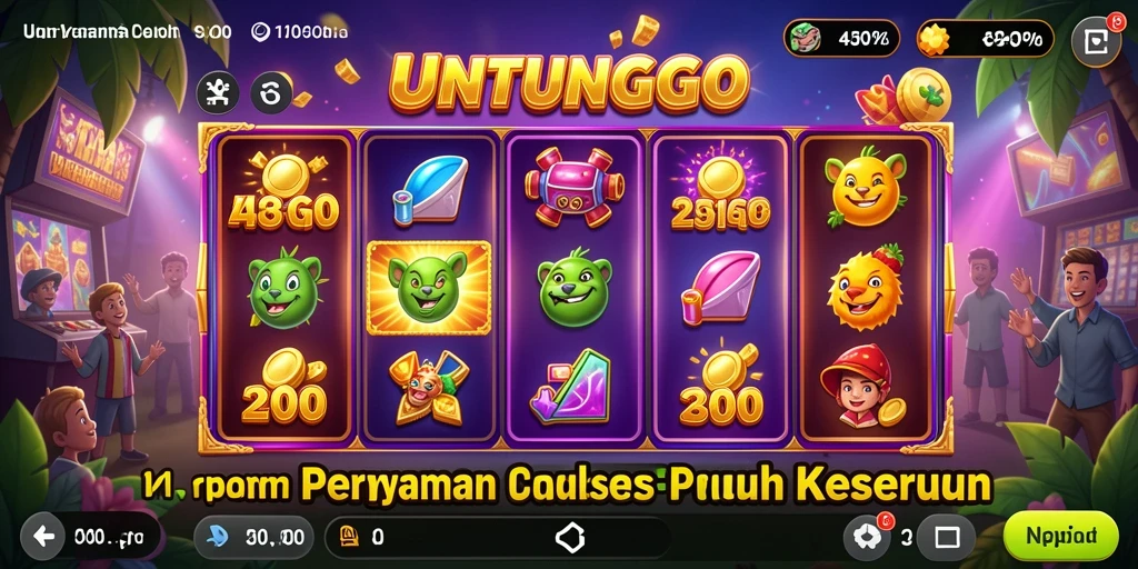 Tampilan gameplay menarik dari UNTUNGGO dengan mesin slot yang beragam.